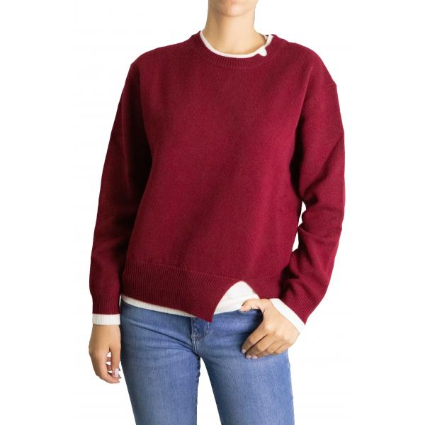 Maglioncino in pura lana con bordi a contrasto 